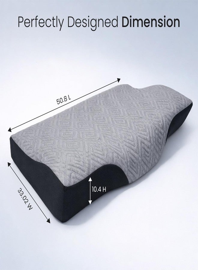Sleepsia Cervical Pillow for Neck Pain & Shoulder Pain Relief | 1-Year Warranty| Orthopedic Memory Foam Pillow, Cervical Pillow, Spondylitis-Ortho Neck Support Medical Pillow (Grey/Black, Pack of 2) - Image 2