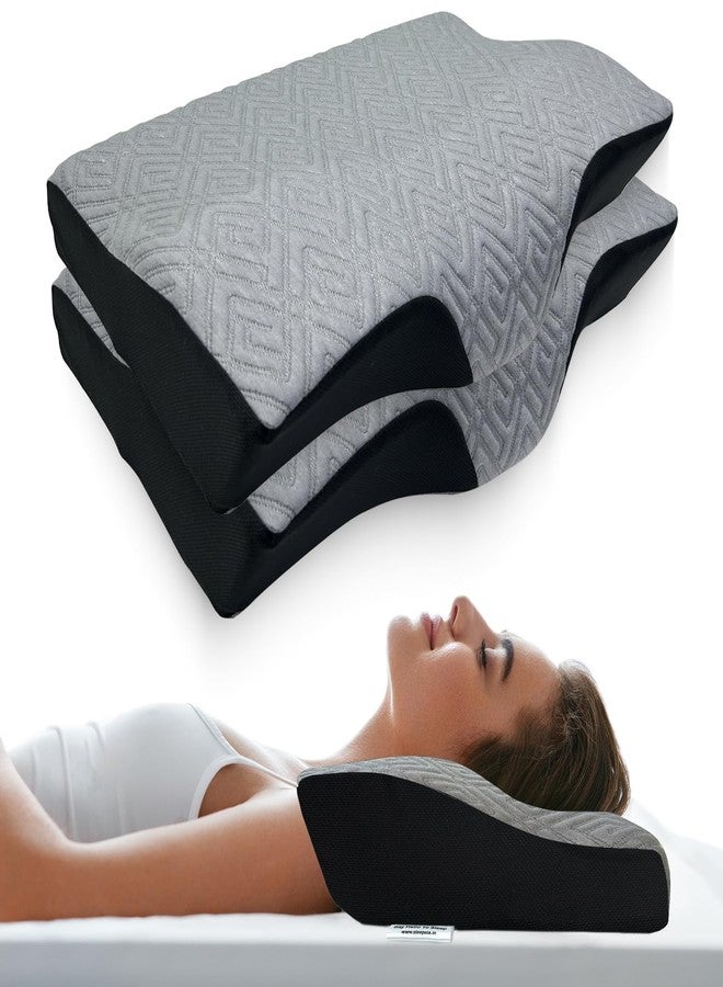 Sleepsia Cervical Pillow for Neck Pain & Shoulder Pain Relief | 1-Year Warranty| Orthopedic Memory Foam Pillow, Cervical Pillow, Spondylitis-Ortho Neck Support Medical Pillow (Grey/Black, Pack of 2) - Image 1