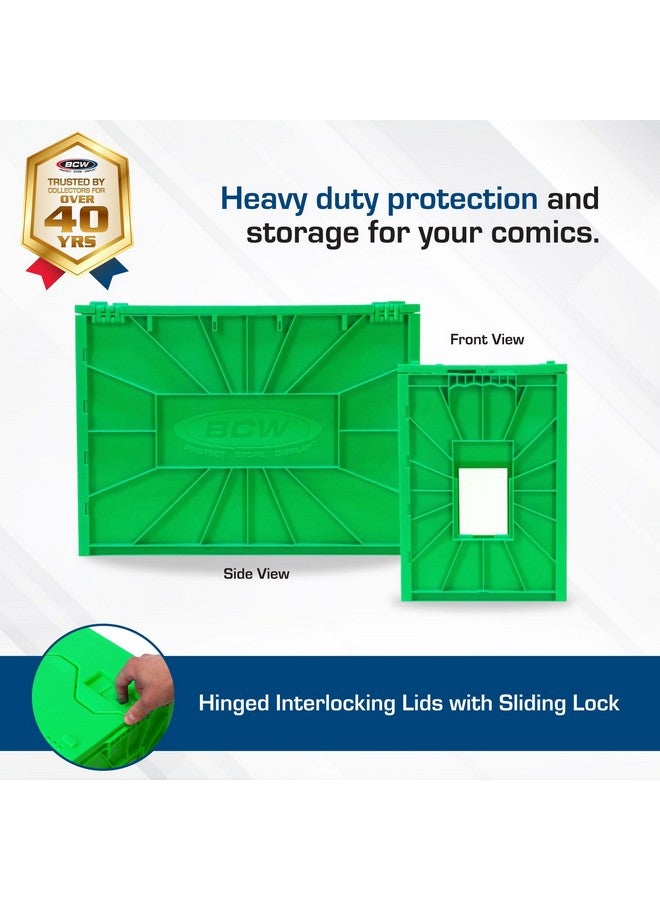 BCW BCW Short Comic Book Bin | Holds 150 Comics | Stackable Plastic Storage | Acid-Free Organizer | Green, Single  - Image 2