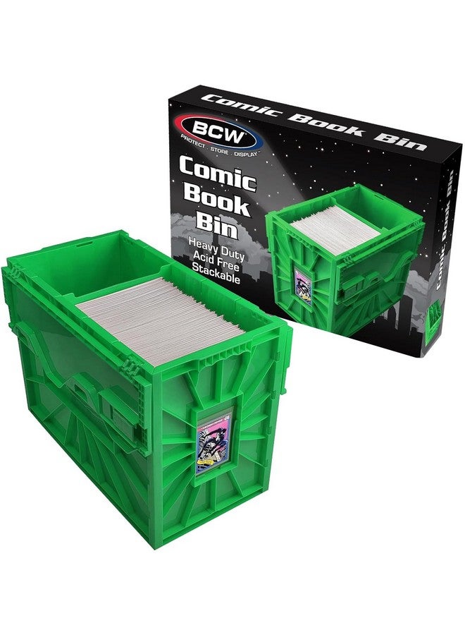 BCW BCW Short Comic Book Bin | Holds 150 Comics | Stackable Plastic Storage | Acid-Free Organizer | Green, Single  - Image 1