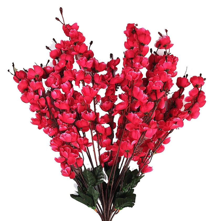 Everbuy® Beautiful Decorative Artificial Pink Blossom Flower Bunches for Home Decor (60 cm Tall, 7 Heads, Pink) - Image 3