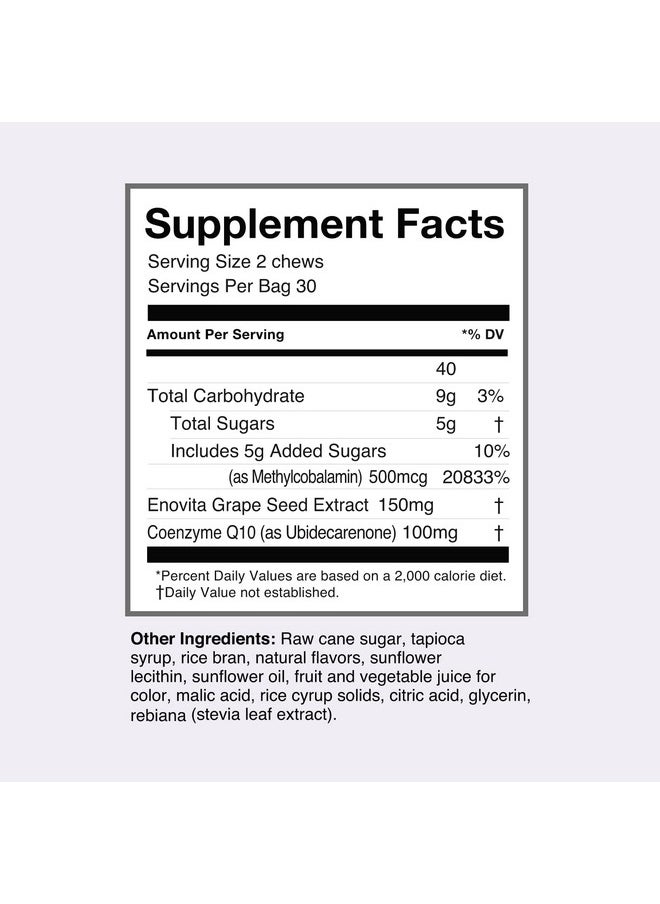 Humann - Supergrapes Chews Supplement With 100Mg Coq10 From The Makers Of Superbeets Grape Flavor Chew 60 Count - Image 1