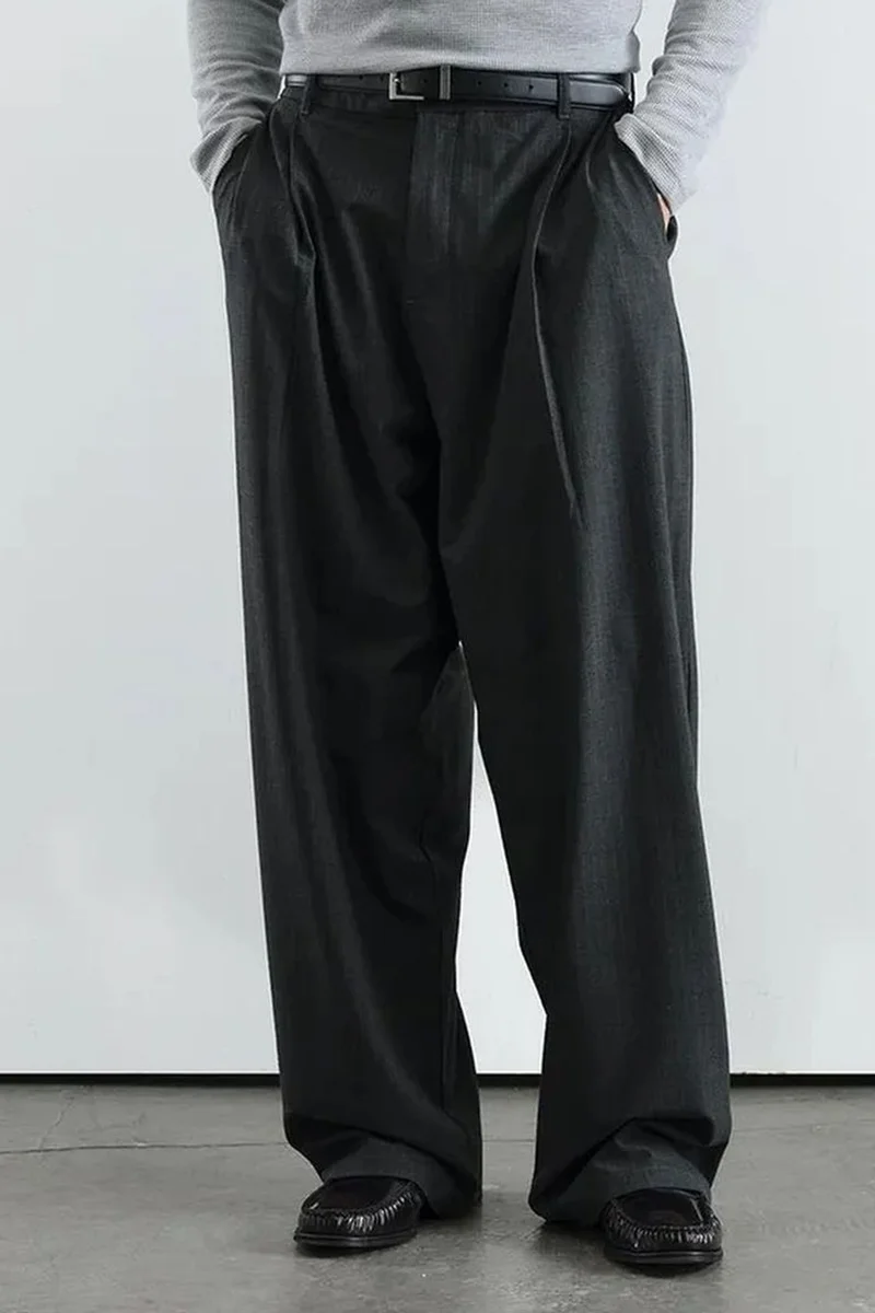 GIESTO Wide Leg Striped Pleated Pants