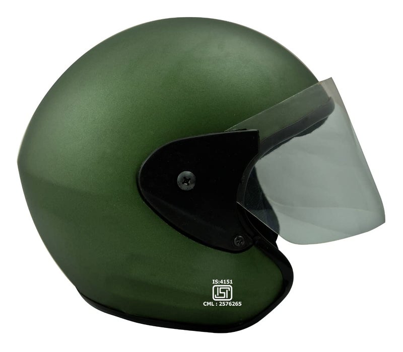 Sage Square Deltz Scooty (ISI Marked) Open Face Helmet for Men, Women (Green Matte) - Image 2
