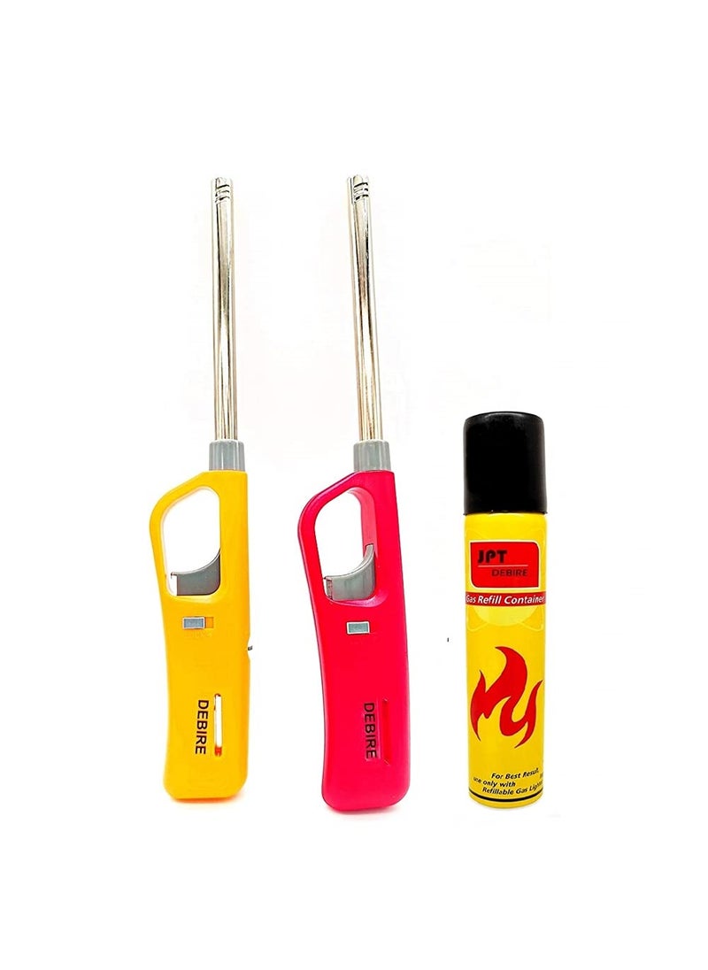 Debire DEBIRE Stainless Steel Gas Lighter Smart Multicolored (2-Piece) with Aluminium Gas Refiller for Lighter (1- Piece) (Set of 3)  - Image 1