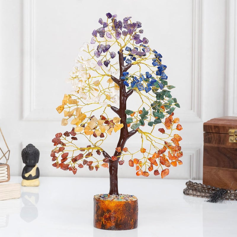 Hindcraft Seven Chakra Crystal Tree Healing Crystal Tree for Prosperity Protection Feng Shui Good Luck Tree for Living Room Office Unique Gift for Men Women Housewarming Wedding - Image 3