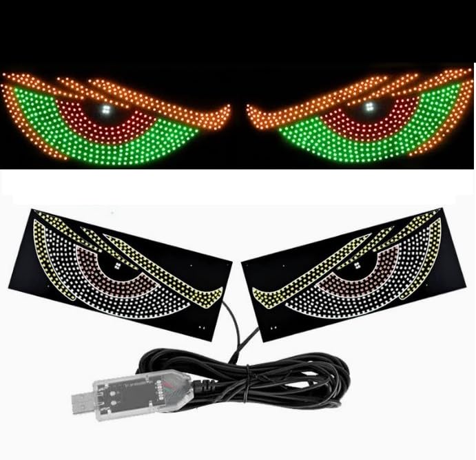 AutoBizarre أضواء عيون الشيطان LED لزجاج السيارة الأمامي لوحة LED مع USB لزجاج السيارة الخلفي عالمي لجميع السيارات والشاحنات والحافلات، إلخ (أخضر) - Image 1