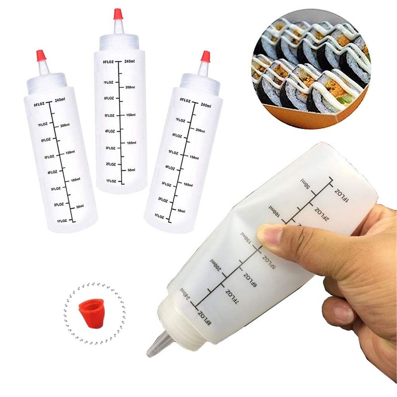 Baaxxango 12 Pack 8Oz/240Ml Plastic Squeeze Bottles Scale Plastic Squirt Bottle Polyethylene Durable Plastic With Red Tip Cap And Black Scale For Ketchup Sauces Syrup Dressings Bbq Crafts And More - Image 4