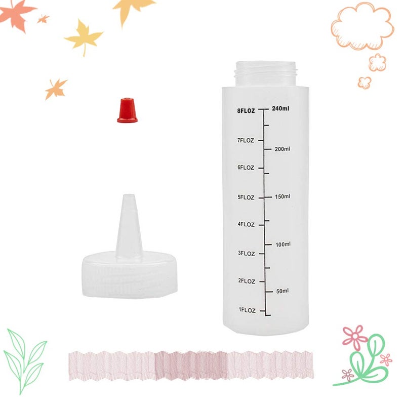Baaxxango 12 Pack 8Oz/240Ml Plastic Squeeze Bottles Scale Plastic Squirt Bottle Polyethylene Durable Plastic With Red Tip Cap And Black Scale For Ketchup Sauces Syrup Dressings Bbq Crafts And More - Image 3