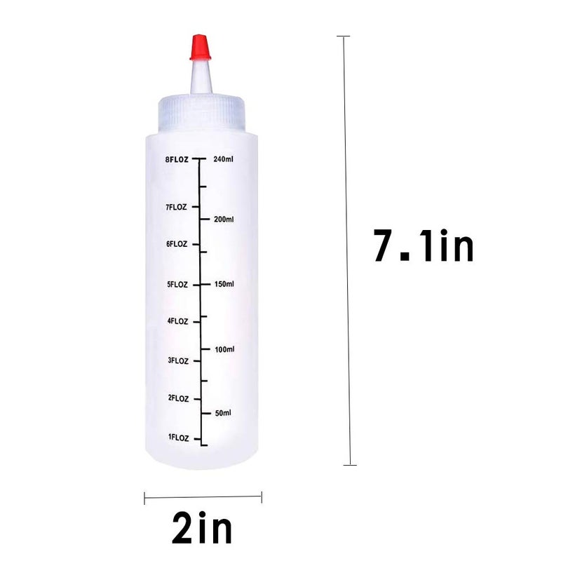 Baaxxango 12 Pack 8Oz/240Ml Plastic Squeeze Bottles Scale Plastic Squirt Bottle Polyethylene Durable Plastic With Red Tip Cap And Black Scale For Ketchup Sauces Syrup Dressings Bbq Crafts And More - Image 2