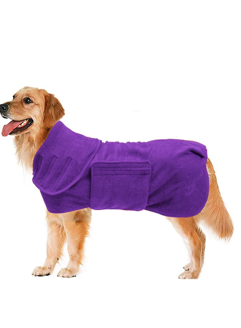 SYOSI Dog Drying Coat Dry Fast Dog Bag Dog Bathrobe Towel Microfibre Fast Drying Super Absorbent Pet Dog Cat Bath Robe Towel Luxuriously Soft Purple L - Image 1