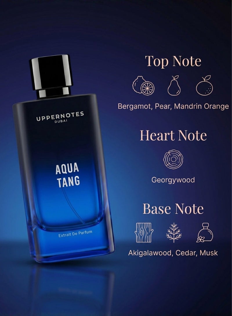 UpperNotes Aqua Tang Extrait De Parfum Unisex 80ml | Bergamot Pear Mandarin Cedar Musky Powdery | Fresh Clean Long Lasting Office Fragrance UAE - Image 2