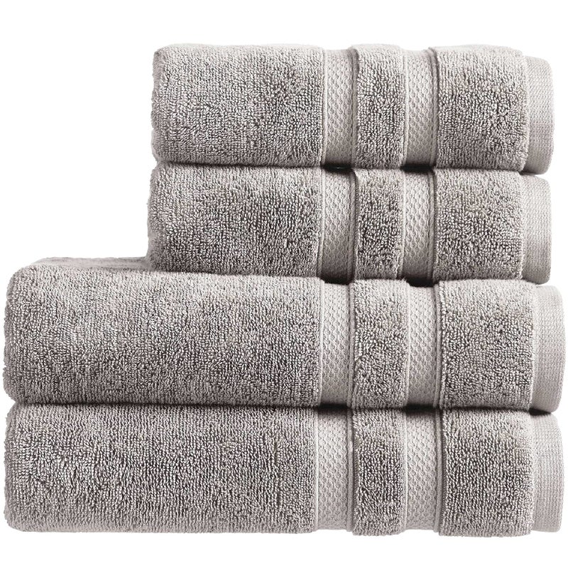 Christy Chroma Grey Towel Set  Set of 4  2 Bath 2 Hand  Highly Absorbent Heavyweight 675GSM  Bold and Bright  Soft Smooth Bathroom Shower Towels  100 Cotton  Sustainably Made  Dove Grey
