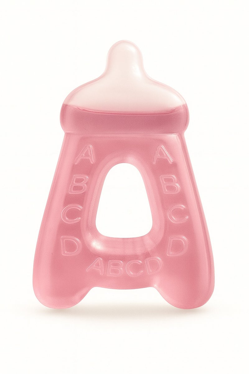 A-Shape Water-Filled Teether – Pink, Soft & Soothing for Babies (3m+) 