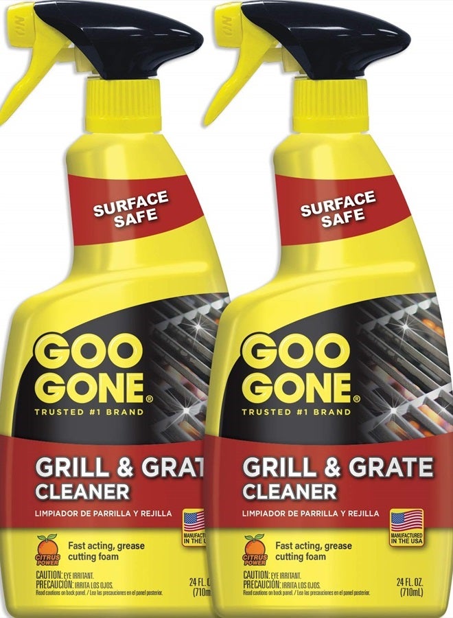 Goo Gone رذاذ منظف الشواية والشبكة (عبوتان) ينظف ويزيل الدهون من شبكات وأرفف الشواء، المدخنين بالحبوب والمدخنين الكهربائيين - 24 أونصة - Image 1