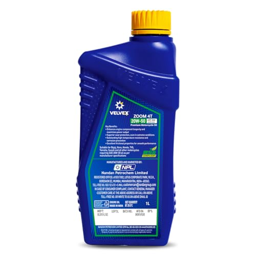 Velvex Zoom 4T 20W-50 Premium Motorcycle Oil (1000 ML)| Triple Guard Protection for Bikes | Smoother Engine Operation | API SM/JASO MA2 - Image 2