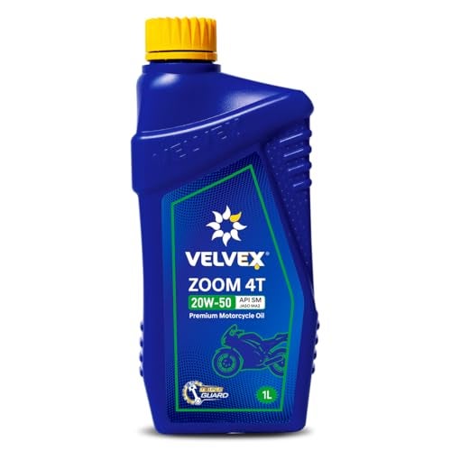Velvex Zoom 4T 20W-50 Premium Motorcycle Oil (1000 ML)| Triple Guard Protection for Bikes | Smoother Engine Operation | API SM/JASO MA2 - Image 1