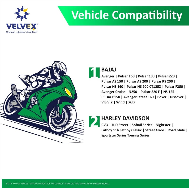 Velvex Zoom 4T 20W-50 Premium Motorcycle Oil (1000 ML)| Triple Guard Protection for Bikes | Smoother Engine Operation | API SM/JASO MA2 - Image 5
