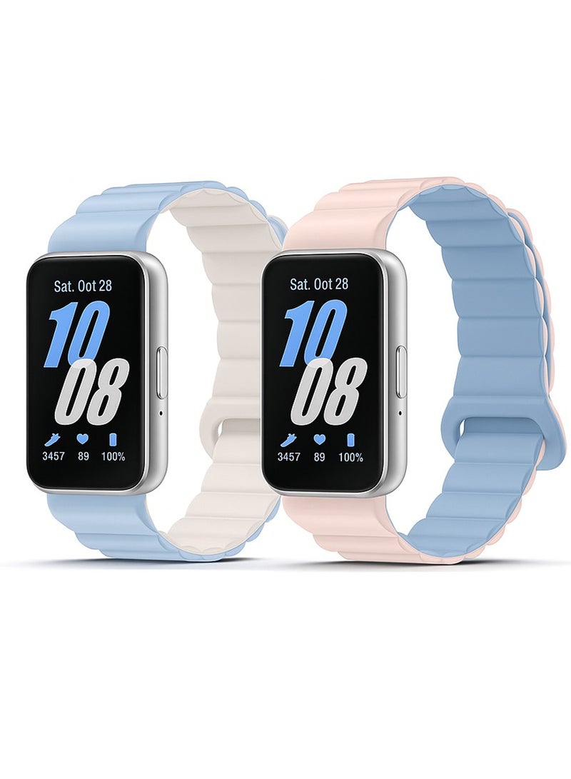 O Ozone (Pack of 2) Silicone Loop Magnetic Watch Band Compatible with Samsung Galaxy Fit 3, Soft Silicone Sport Fitness Strap Bracelet for Men Women, Breathable Replacement Band - Image 1
