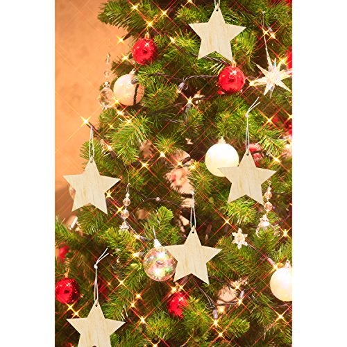 Pangda 20 Packs 3.15 Inch Wooden Star Cutouts Hanging Ornaments with Strings for Christmas Wedding, DIY, Craft, Festival, Decoration, Embellishments - Image 4