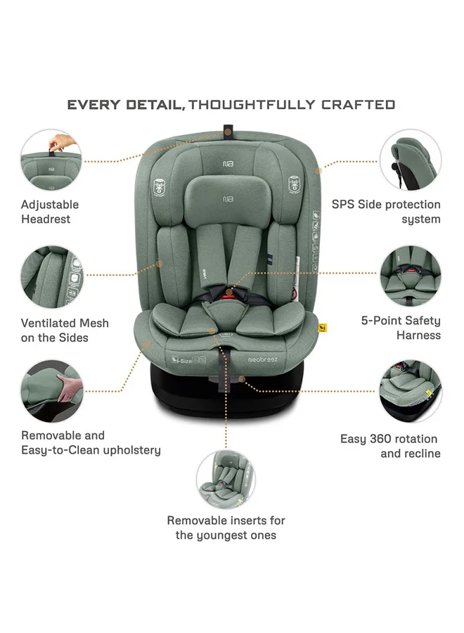 نيوبريز مقعد سيارة للأطفال I-VILO دوار 360 درجة ISOFIX قابل للتحويل من 0-12 سنة