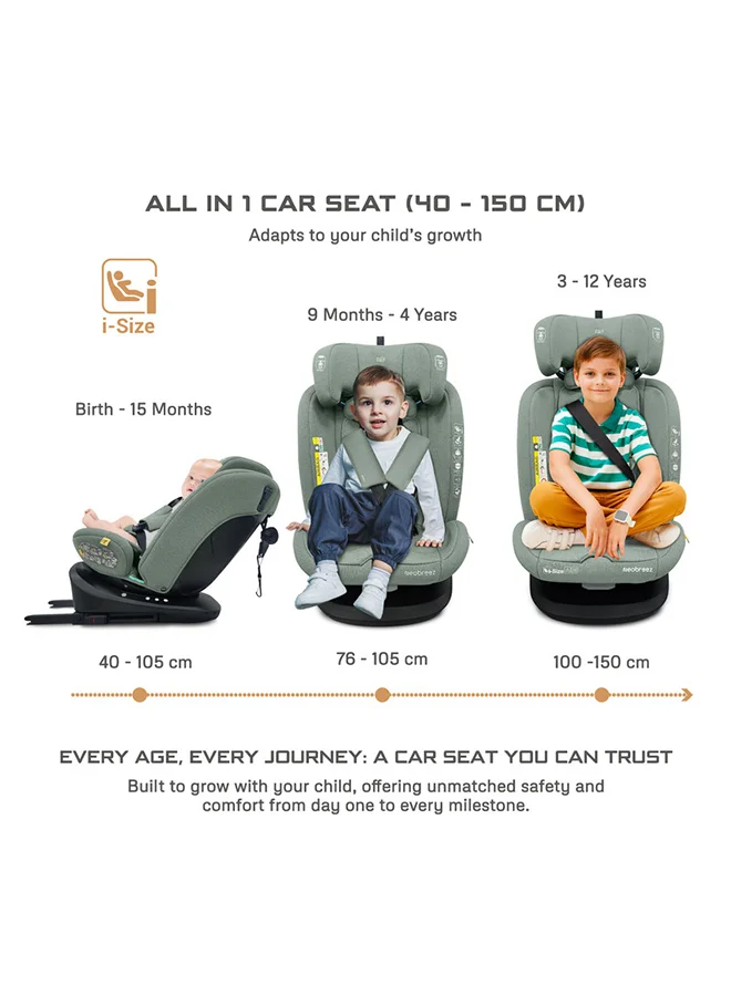 نيوبريز مقعد سيارة للأطفال I-VILO دوار 360 درجة ISOFIX قابل للتحويل من 0-12 سنة