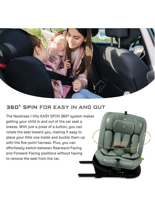 نيوبريز مقعد سيارة للأطفال I-VILO دوار 360 درجة ISOFIX قابل للتحويل من 0-12 سنة