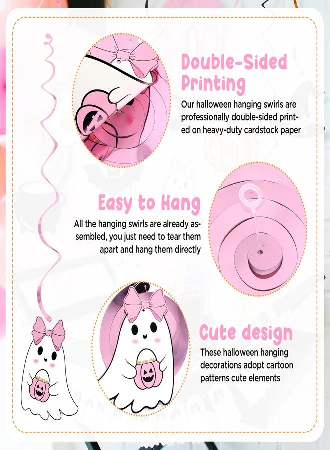 K KUMEED 20 PCS Halloween Baby Shower Decorations,Pink and Purple A Little Boo is Almost Due Hanging Swirl Decorations for Girls,Ghost Pumpkin Foil Swirls Ceiling for Halloween Baby Shower Outdoor Indoor - Image 3