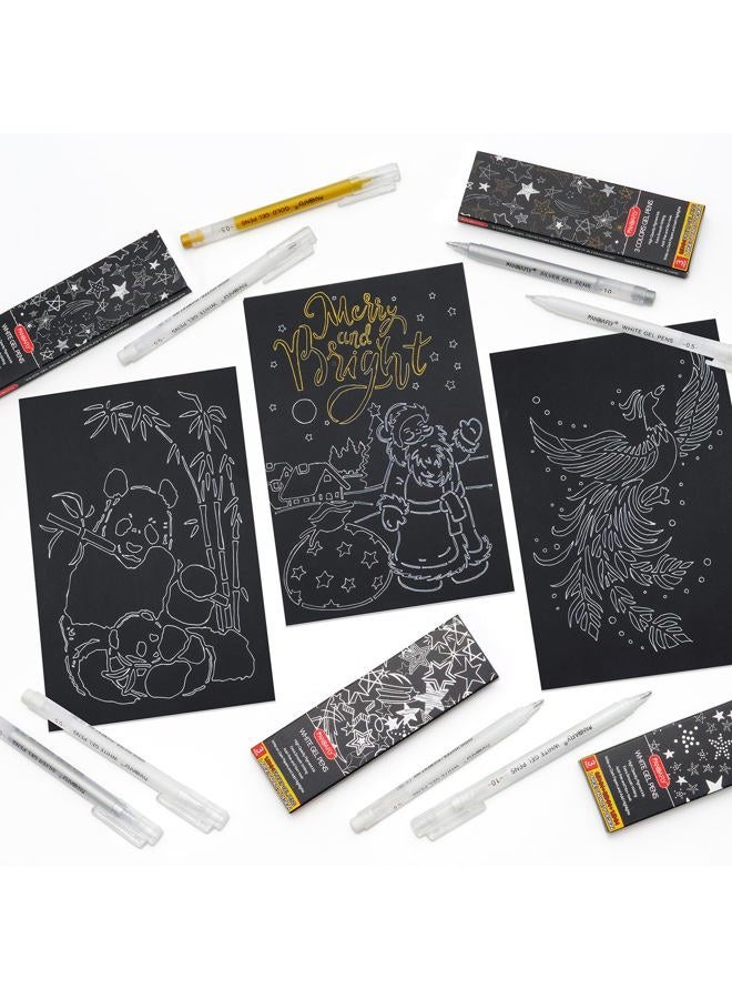 PANDAFLY Gold Silver White Gel Pens, 0.8mm Fine Point Opaque Archival Ink Pen for Journaling, Art, or Drawing - For Artist Gifts, Holiday Gifts & DIY Projects, 3 Pack - Image 4