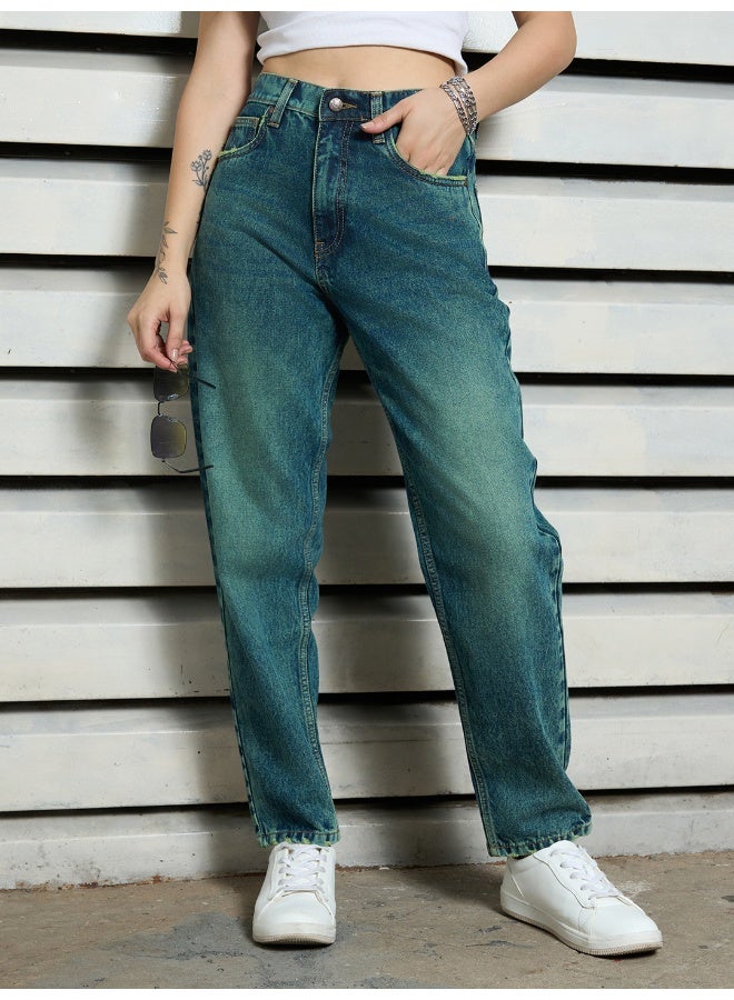 هاي ستار جينز موم نحيف نسائي - أزرق داكن أنيق ومريح - Image 3