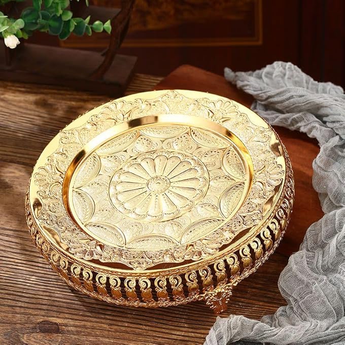 rayihni 8Pack Metal Tea Jug SetWine SetVintage European Style Art Crafts Wedding Gift Wine Pot Kit With Luxury Cups  Craft Tea Tray For Serving Tea Coffee Wine Golden - Image 3