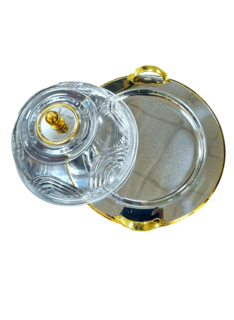 Jazz Round cake and dessert tray with transparent lid 40×40cm - Image 5