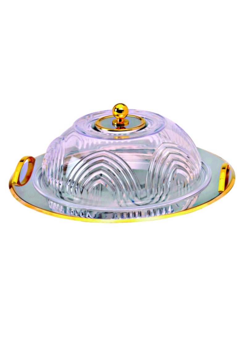 Jazz Round cake and dessert tray with transparent lid 40×40cm - Image 4