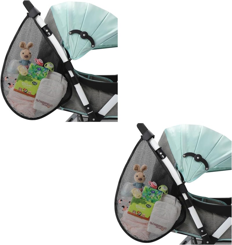 accmor 2pcs Universal Stroller Organizer, Side Sling Stroller Organizer, Mesh Cargo Net Stroller Storage Caddy, Stroller Bag Accessories Fits for Uppababy, Nuna, Baby Jogger, Britax, Doona Strollers - Image 1