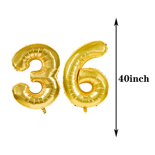 ZSNWGZ Sweet 36th Birthday Decorations Party SuppliesGold Number 36 Balloons36th Foil Mylar Balloons Latex Balloon DecorationGreat 36th Birthday for GirlsWomenMenPhoto Props - Image 5