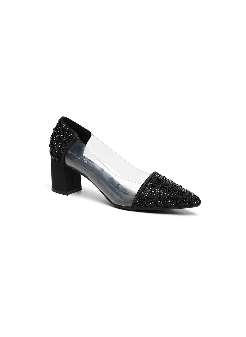 كيوبل Embellished heeled pump with clear side panel