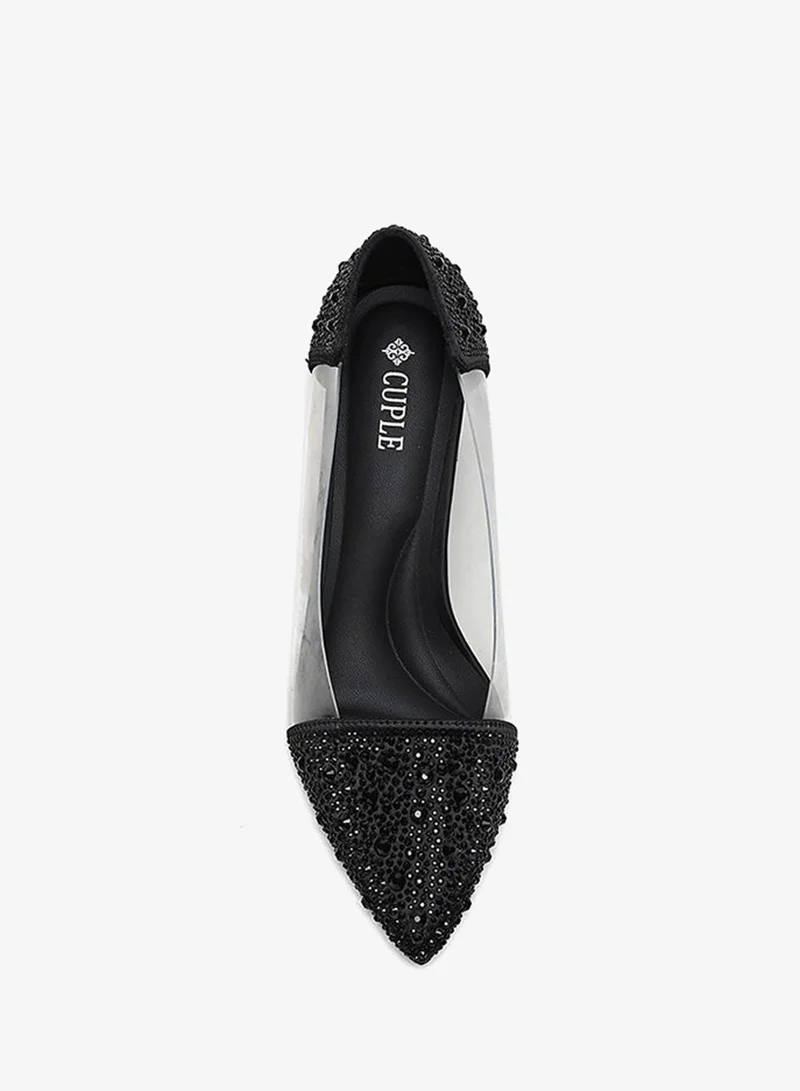 Cuple  Embellished heeled pump with clear side panel for Women | Best Price UAE