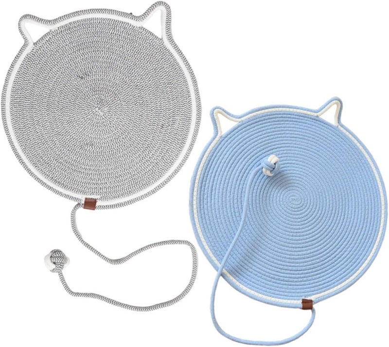 SHOWERORO 2pcs Cat Scratch Mat and Scratching Pad Set, Anti-Slip Sturdy Indoor Claw Board for Sofa Protection, Small Size Blue and Floral Gray for Kittens and Cats - Image 1