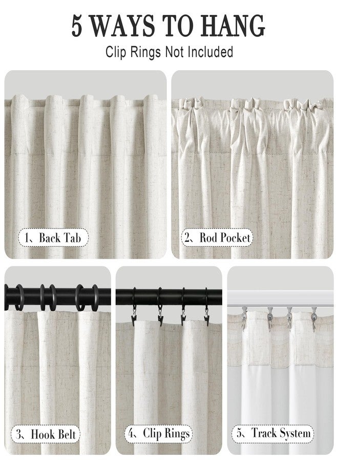 Joywell Cream Linen 100% Blackout Curtains 84 Inch Long, Rod Pocket/Back Tab/Hook Belt/Clip Rings,Thermal Insulated Drapes for Bedroom Living Room Ivory with Hooks(2 Panels,52 x 84,Natural Beige) - Image 2