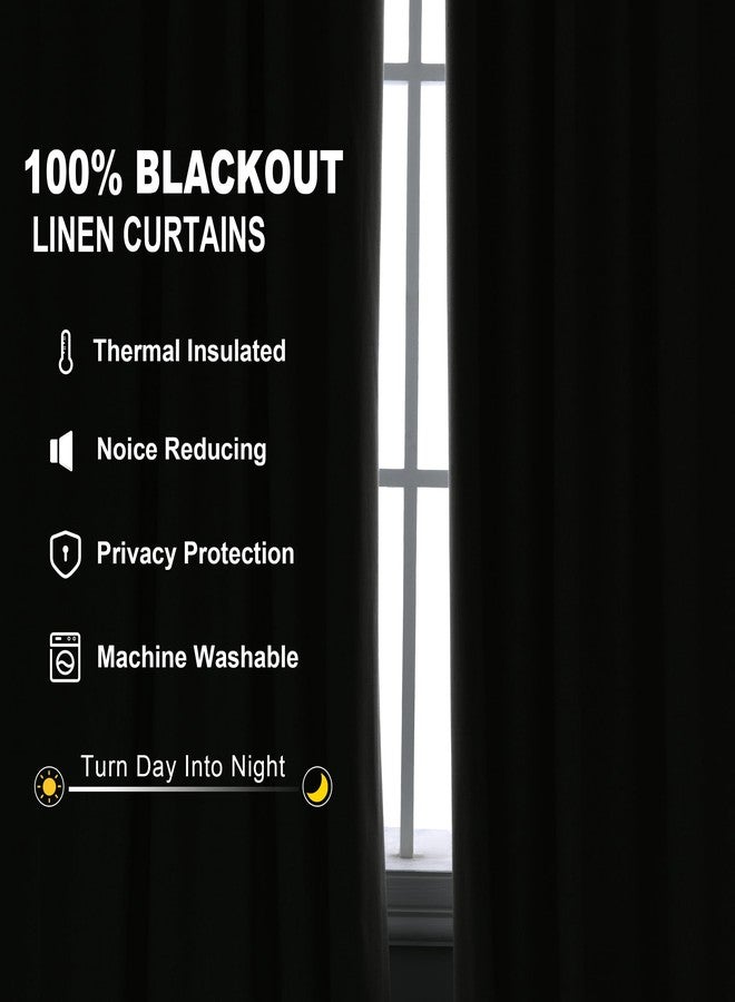 Joywell Cream Linen 100% Blackout Curtains 84 Inch Long, Rod Pocket/Back Tab/Hook Belt/Clip Rings,Thermal Insulated Drapes for Bedroom Living Room Ivory with Hooks(2 Panels,52 x 84,Natural Beige) - Image 3