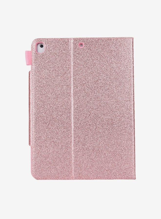 NIBEMINENT Glitter Powder Horizontal Flip Leather Case With Holder And Card Slot Photo Frame Wallet For Apple iPad 10.2 inch Pink  - Image 2