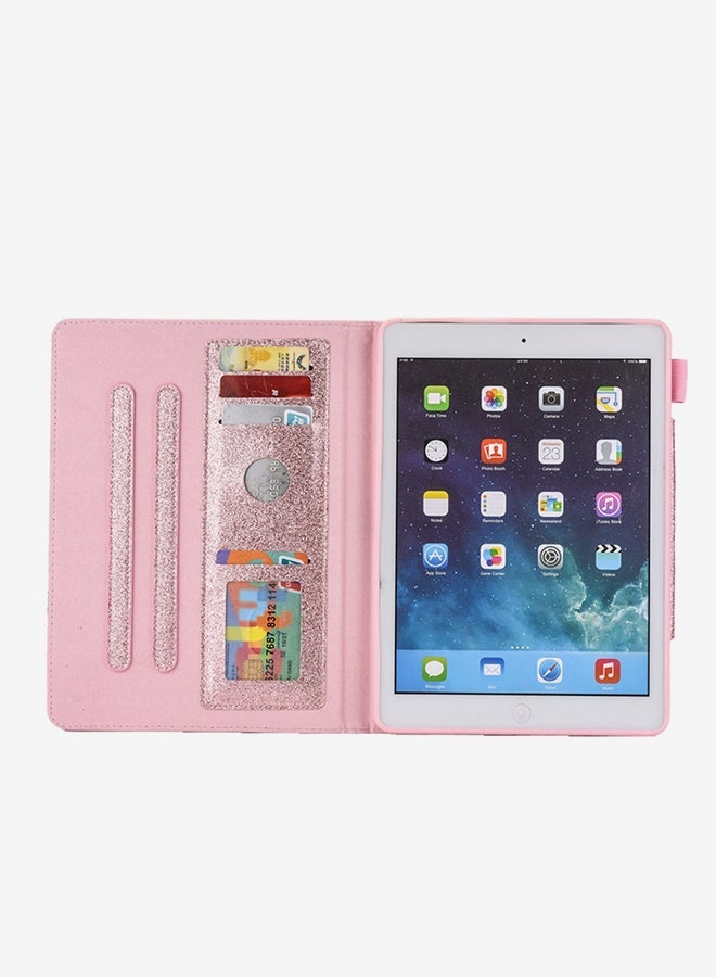 NIBEMINENT Glitter Powder Horizontal Flip Leather Case With Holder And Card Slot Photo Frame Wallet For Apple iPad 10.2 inch Pink  - Image 4