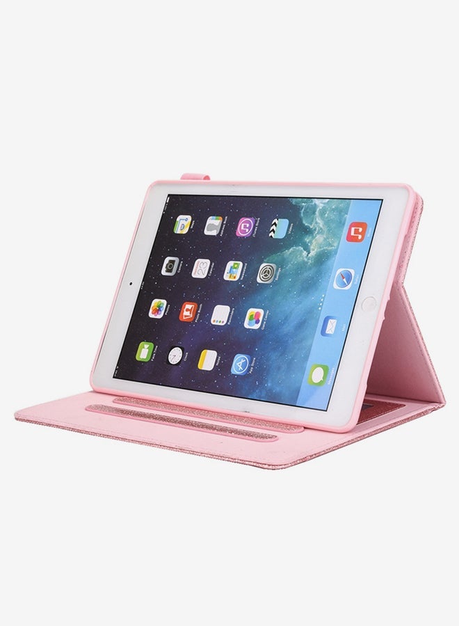 NIBEMINENT Glitter Powder Horizontal Flip Leather Case With Holder And Card Slot Photo Frame Wallet For Apple iPad 10.2 inch Pink  - Image 3