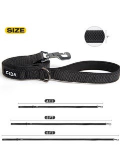 fida Fida 5 FT Heavy Duty Dog Leash with 2 Comfortable Padded Handles, Traffic Handle & Advanced Easy Snap Hook, Reflective Walking Lead for Large, Medium & Small Breed Dogs, Black  - Image 5