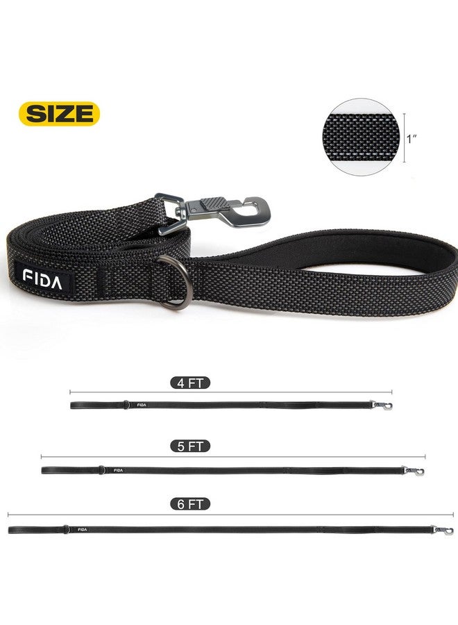 Fida 5 FT Heavy Duty Dog Leash with 2 Comfortable Padded Handles, Traffic Handle & Advanced Easy Snap Hook, Reflective Walking Lead for Large, Medium & Small Breed Dogs, Black - Image 5