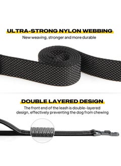 fida Fida 5 FT Heavy Duty Dog Leash with 2 Comfortable Padded Handles, Traffic Handle & Advanced Easy Snap Hook, Reflective Walking Lead for Large, Medium & Small Breed Dogs, Black  - Image 3