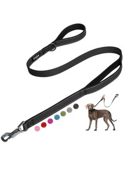 fida Fida 5 FT Heavy Duty Dog Leash with 2 Comfortable Padded Handles, Traffic Handle & Advanced Easy Snap Hook, Reflective Walking Lead for Large, Medium & Small Breed Dogs, Black  - Image 1