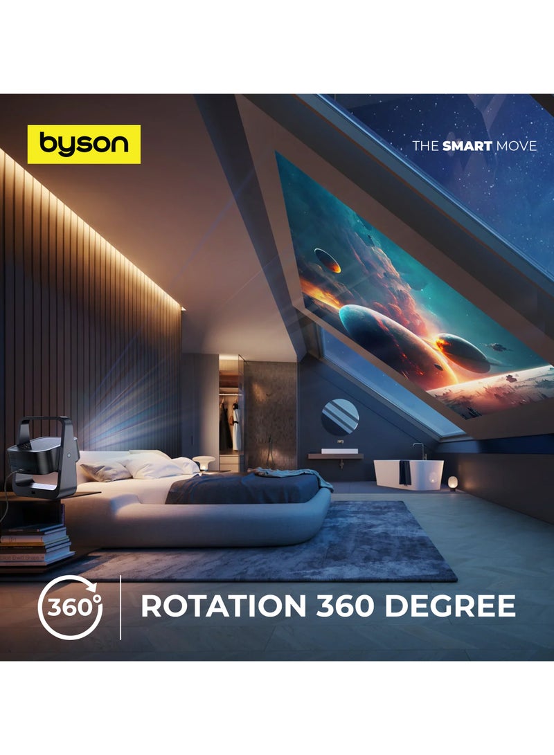 BYSON جهاز عرض ميني ذكي 4K HDR مع أندرويد 13، واي فاي 5G، دوران 360°، تصميم محمول للسينما المنزلية، الألعاب والعروض التقديمية، شاشة 150 بوصة، مدمج وخفيف الوزن - Image 3