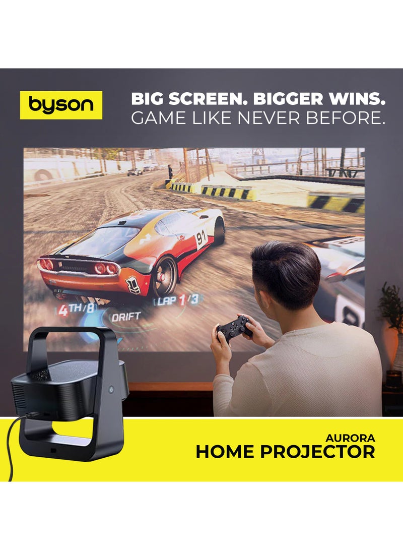 BYSON جهاز عرض ميني ذكي 4K HDR مع أندرويد 13، واي فاي 5G، دوران 360°، تصميم محمول للسينما المنزلية، الألعاب والعروض التقديمية، شاشة 150 بوصة، مدمج وخفيف الوزن - Image 2