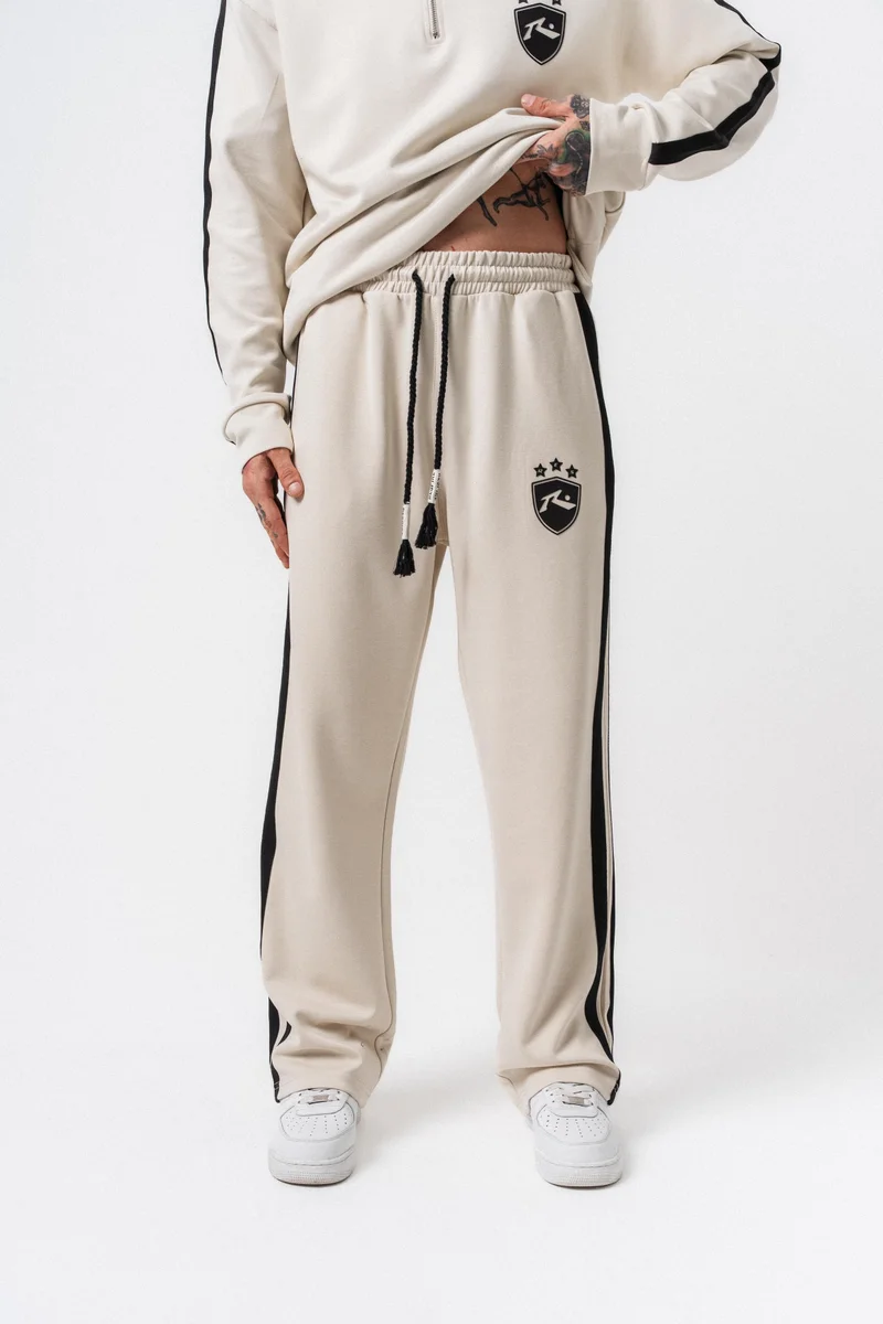 RESPIRE Men's Striped Modal Baggy Sweatpants Ecru